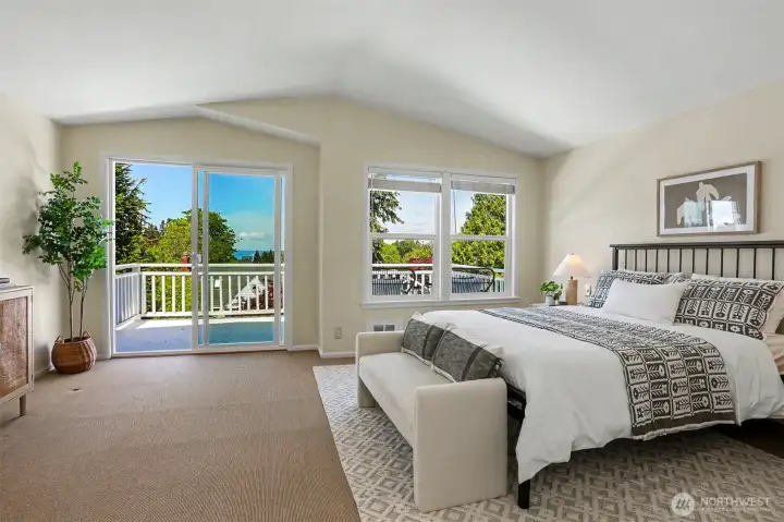 Primary bedroom up has a lovely outlook.