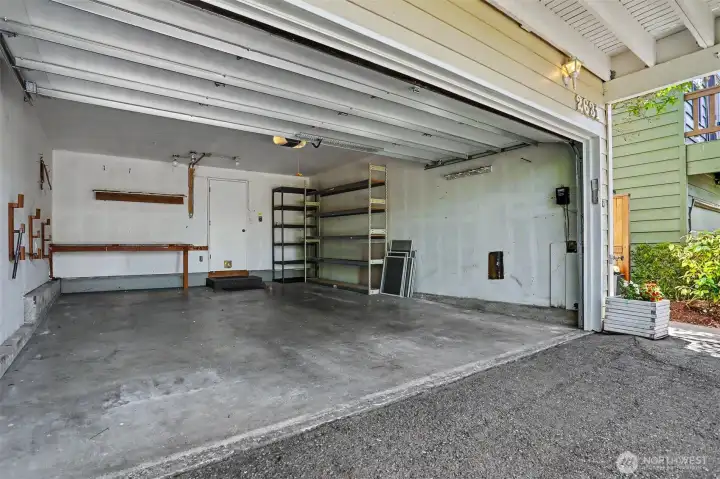 Loads of storage in the 2-car garage, plus there's more parking in front.