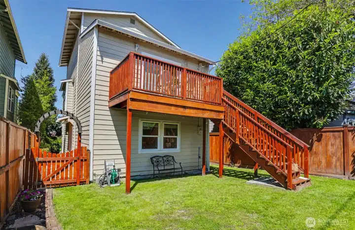 Sweet private back yard with alley access.