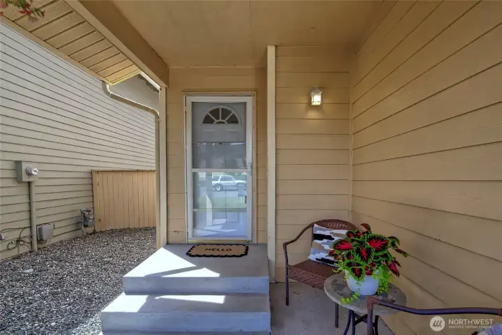 Front porch with room for seating.