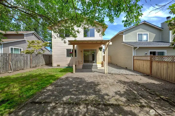 View of the house from the backyard - garden space
