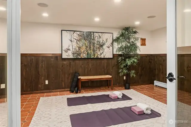 A perfect space for a home fitness center located on the lower entertainment level.