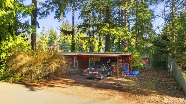 Front entrance and carport