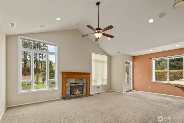 Cozy gas fireplace.