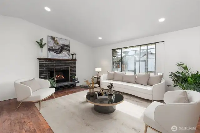 Main living area with view to back yard