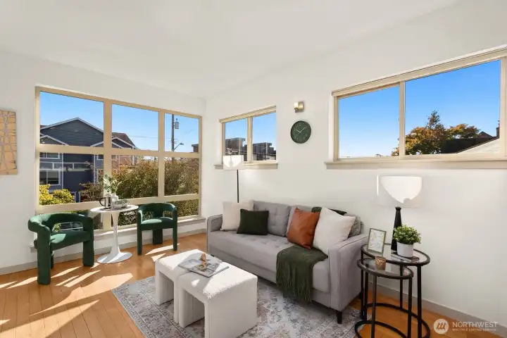 Large picture windows provide year round light.