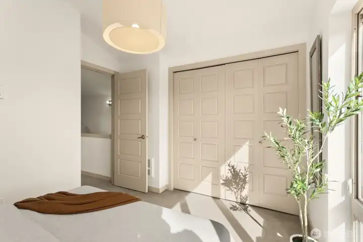 Ample closet space in the primary bedroom.