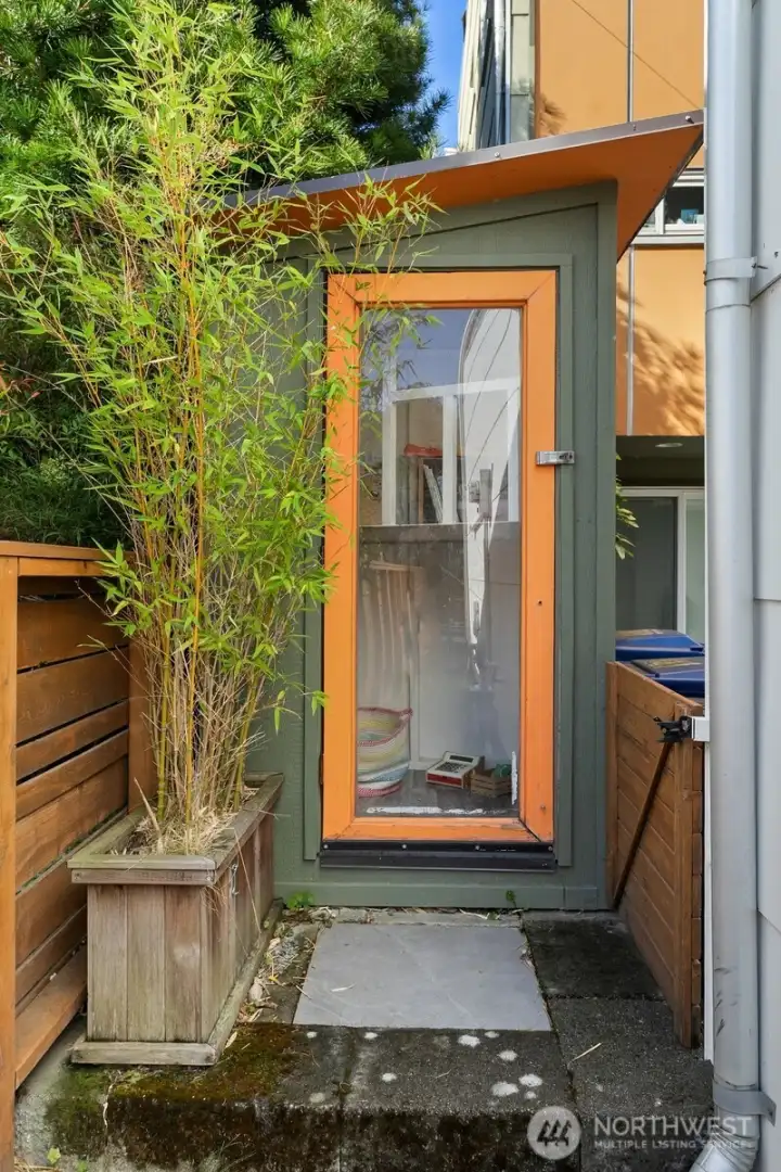 Exterior storage doubles as a cute playhouse!