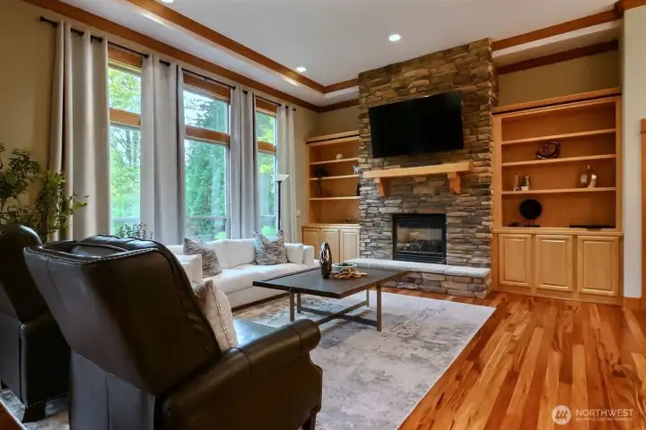 Living area with gas fireplace