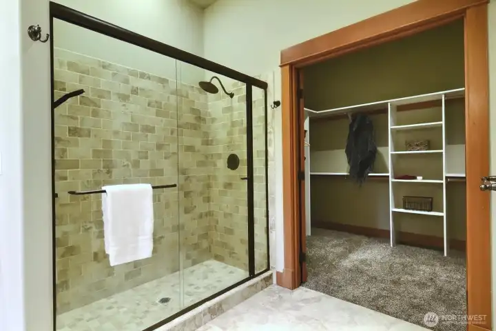 Shower in primary bathroom