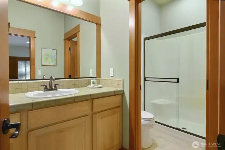 a second bathroom on the lower level off the large bedroom