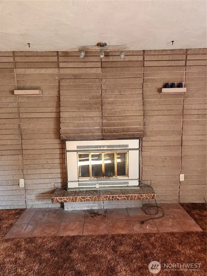 Large Feature fireplace and hearth in spacious living room