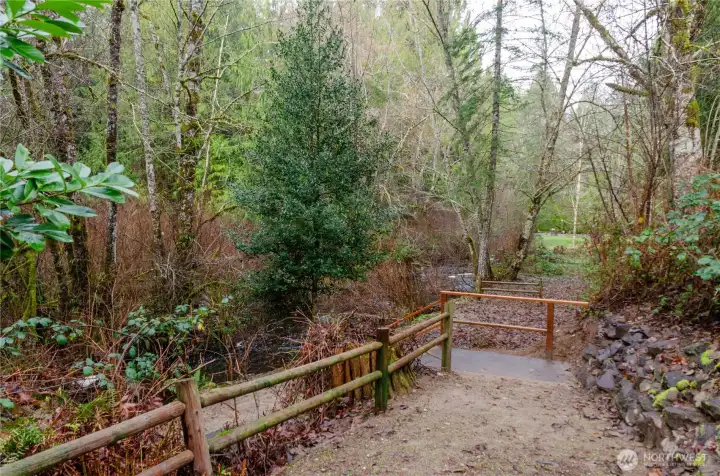 The pathway to the creekside sitting area.