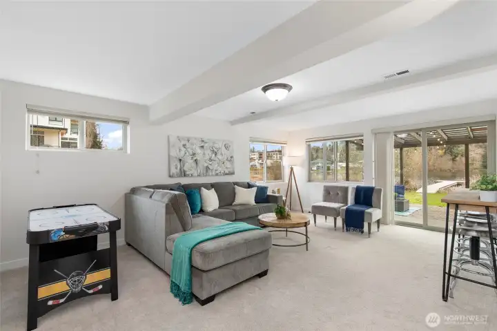 Rec room with access to the covered patio