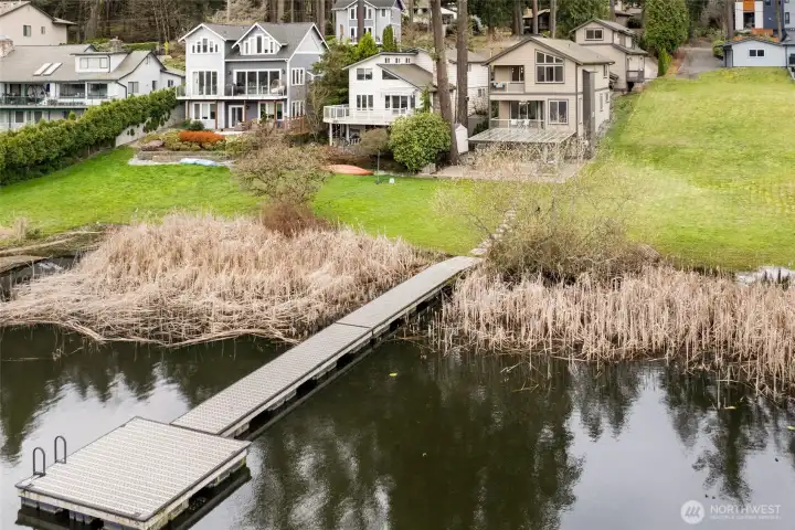 Sweeping views of the lake and the expansive dock