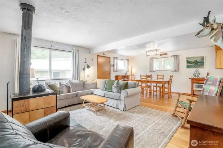 The room strikes a balance between rustic comfort and everyday practicality.