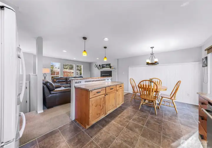Open kitchen with large island and plenty of storage