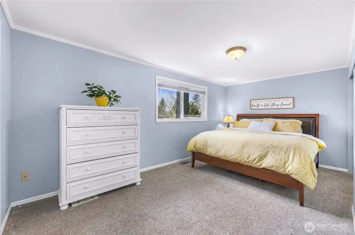 Primary bedroom, lots of space and tons of natural light