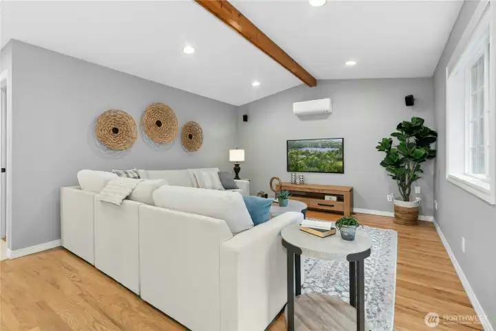 Through the French doors you have real hardwood floors, vaulted ceilings, mini-splits for year round comfort!