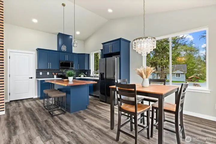 Dining and kitchen eating space.