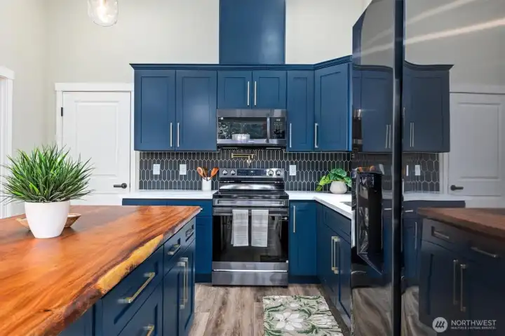 Slab island and kitchen.