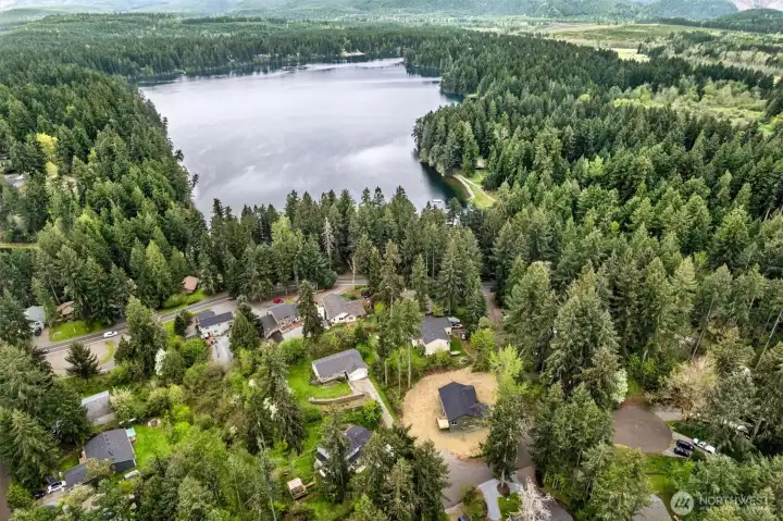 Arial of house and location of closest lake.