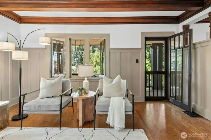 Just though those doors you enter the amazing porch