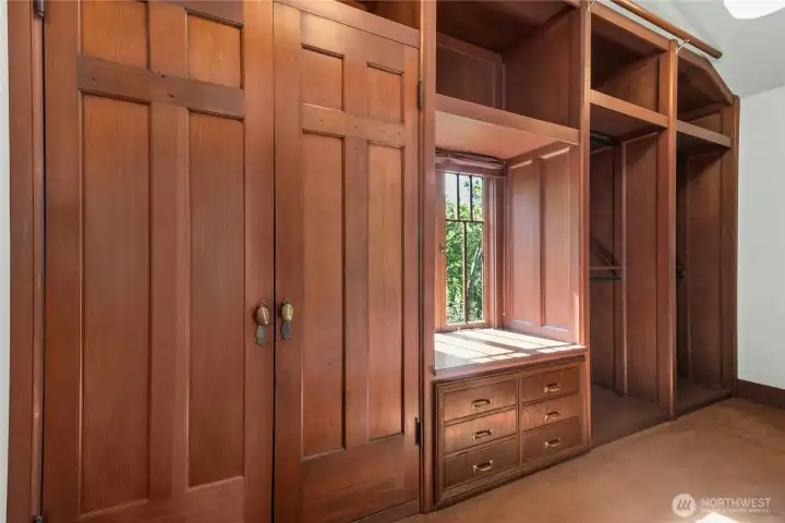 The fabulous dressing room/closet designed by the Architect owner after being in Europe.