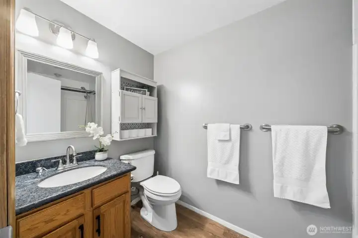 Full Bath located on the upper floor.