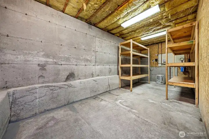 Imagine staying organized with all of this "extra storage" under the house, complete with power and built-ins.