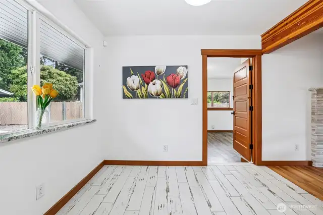 Side dining area from the kitchen.