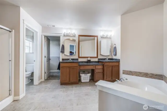 Primary en-suite Bathroom W/ Walk in closet.