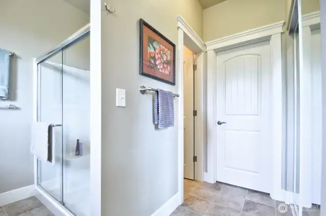 Continuation of primary bath, private toilet room, huge walk in closet plus double sized linen closet.