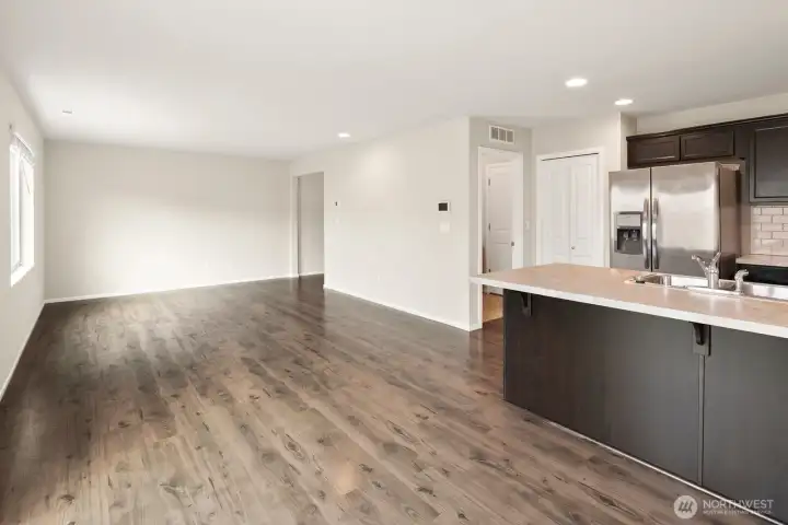 Wide open floor plan in the main living area. Great for entertaining.