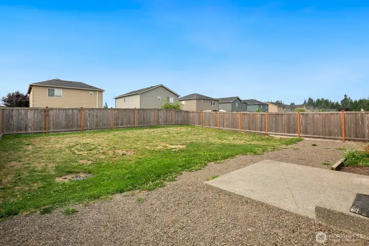 Large fenced backyard