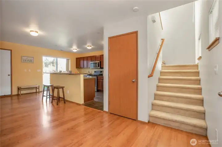 Laminate floors downstairs.