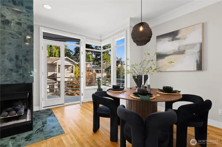 French doors out to the private balcony.