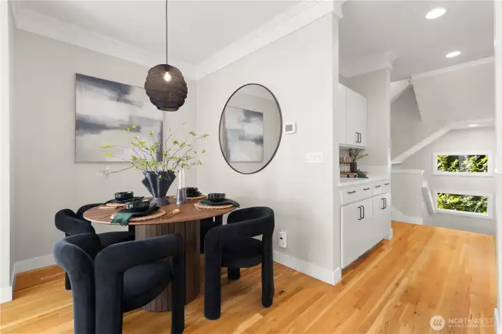 Off the dining room is a built-in buffet.