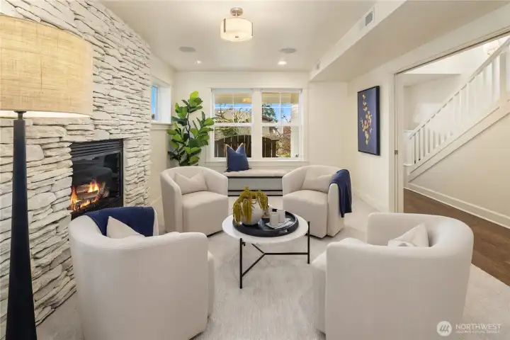Bonus room / conversation room w/fireplace and built-ins