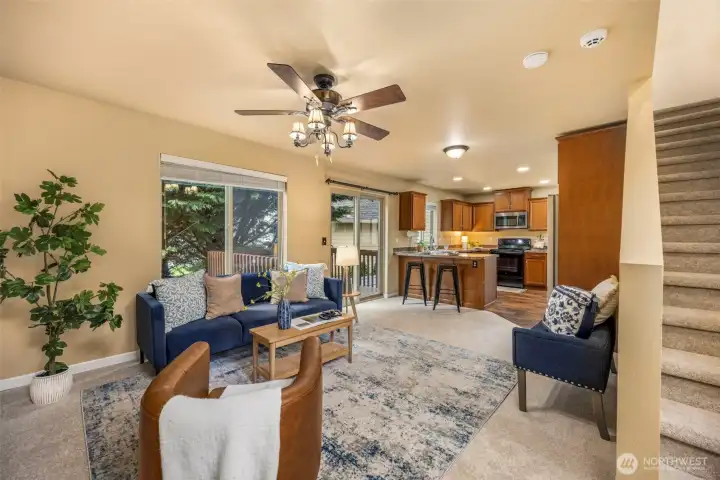 Main living area open to kitchen