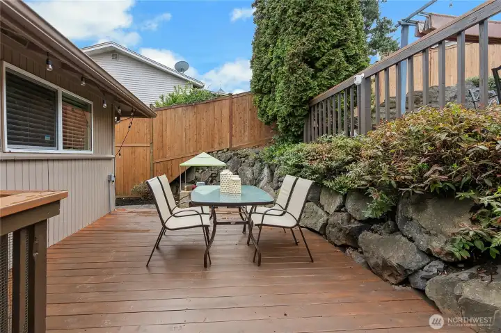 Enjoy outdoor dining on your own private deck, recently stained and ready for entertaining!