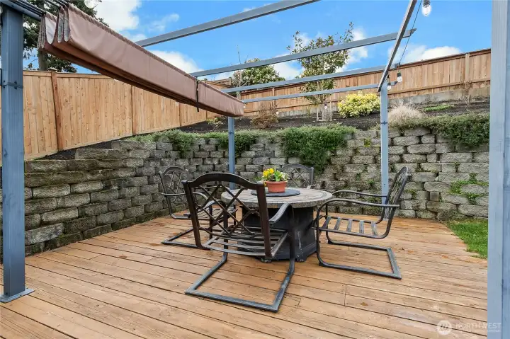 Upper deck offers a yet another space for entertaining,  pergola with retractable canopy makes it enjoyable even in any weather!