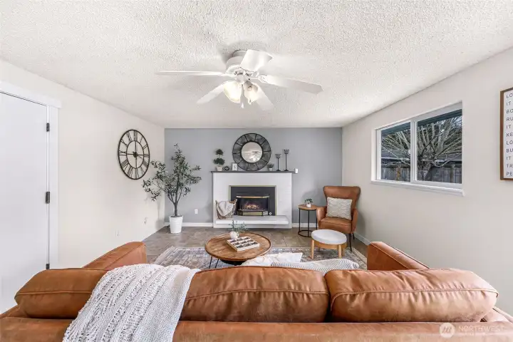 Beautiful fireplace at the center of the room