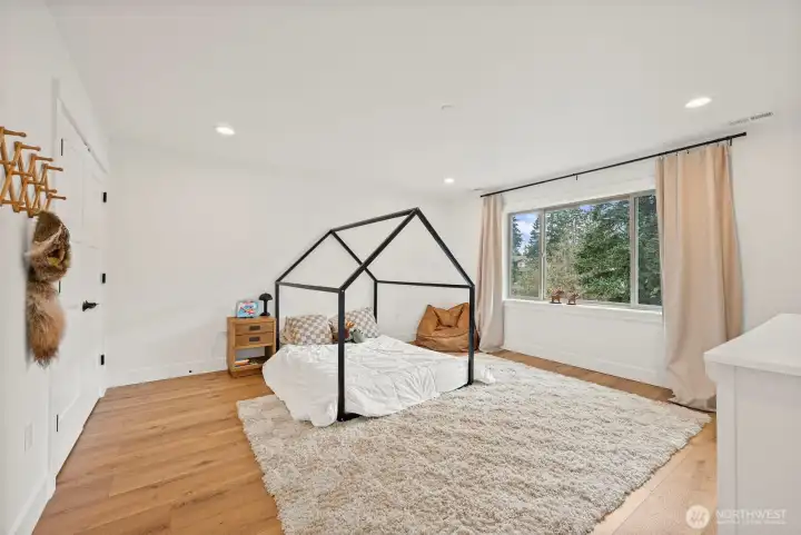 Huge bedroom with double closets.