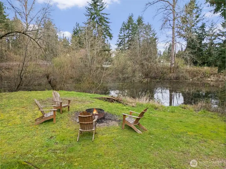 Peaceful setting to gather around the fire.