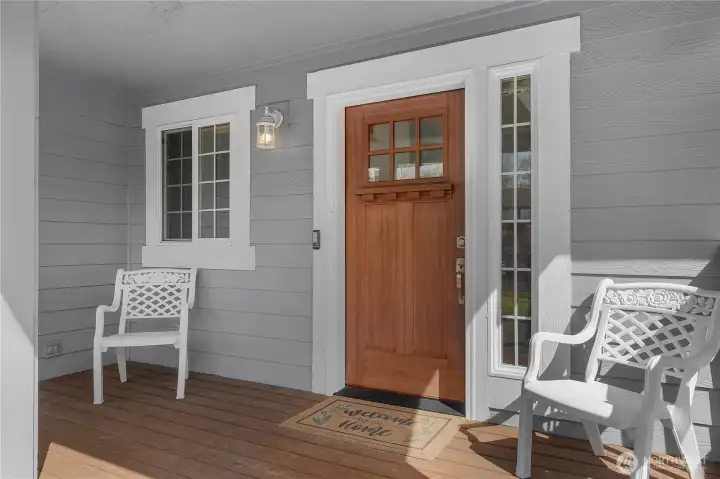 Custom front door with porch