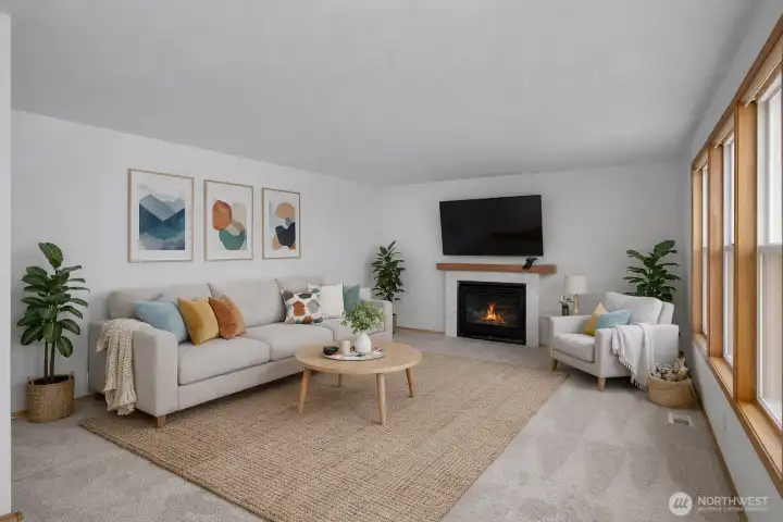 Family room virtually staged