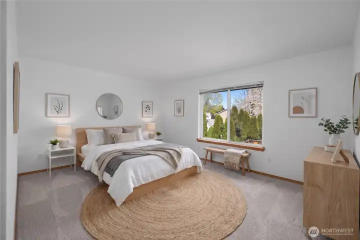Primary bedroom virtually staged