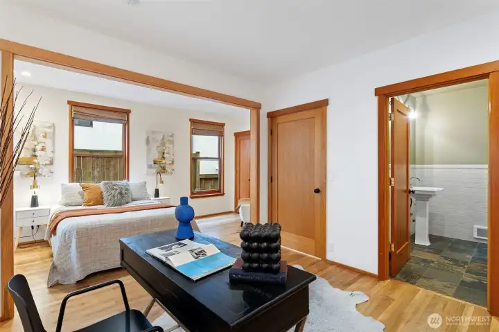 Bedroom 4 / home office with ensuite bathroom (main level)