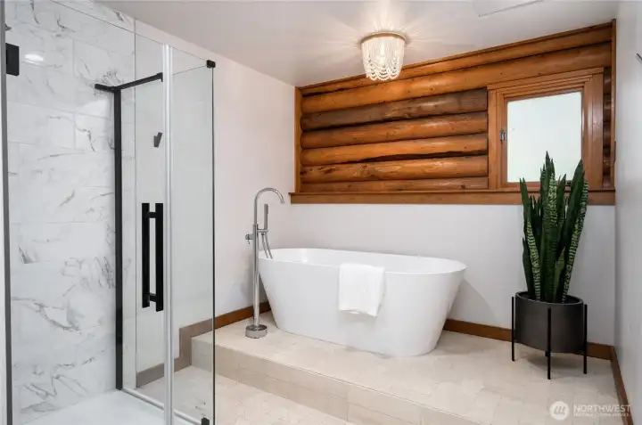 Primary en suite bath feels like a personal spa!